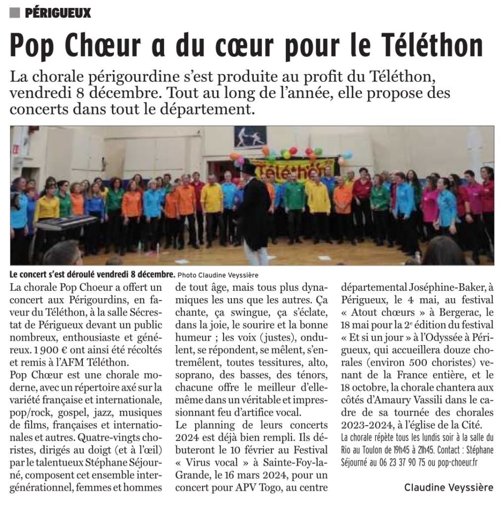 Dordogne Libre telethon 2023